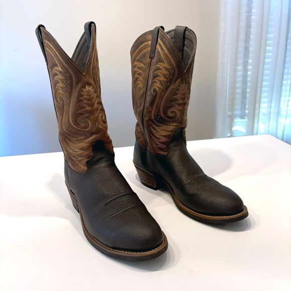 Abilene Men's Brown Leather Western Stitched Cowboy Ranch Boots Size 10 B - Picture 3 of 12
